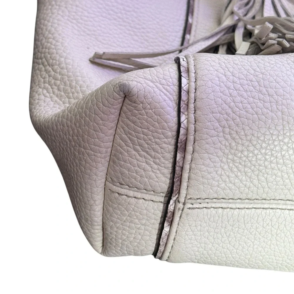 Michael Kors Pebbled Leather Bag Snake Print Tassel Fringe Logo Crossbody Purse‎